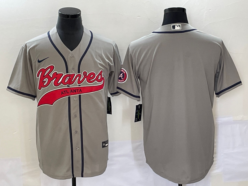 Men's Atlanta Braves Gray Replica Blank jersey Joint Edition