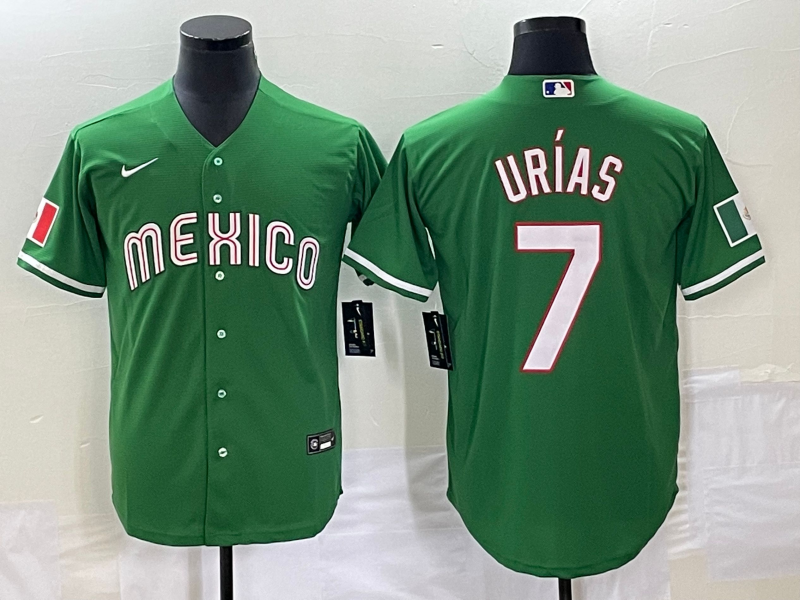 Men's 2023 World Baseball Classic #7 Julio Urias Mexico Green jersey