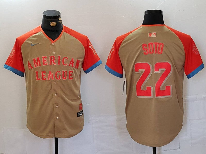 Men's American League Juan Soto #22 Cream 2024 MLB All-Star Game Limited Player jersey