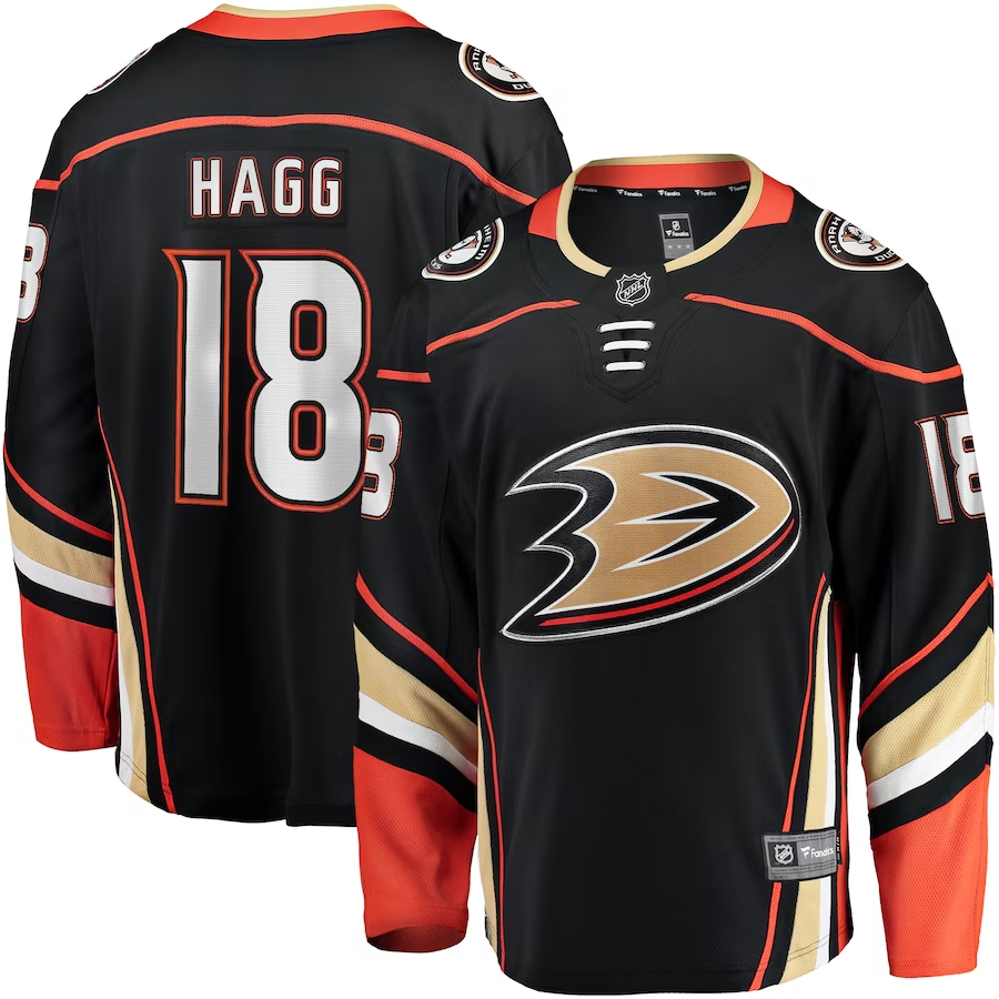 Men's Anaheim Ducks Robert Hagg #18 Black Home Breakaway jersey