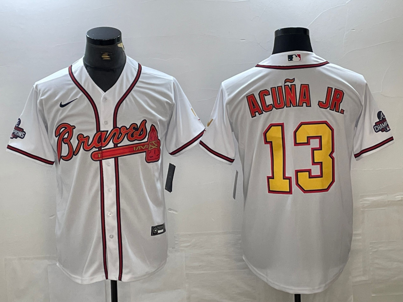 Men's Atlanta Braves Ronald Acuna Jr. White Authentic jersey Champion Edition